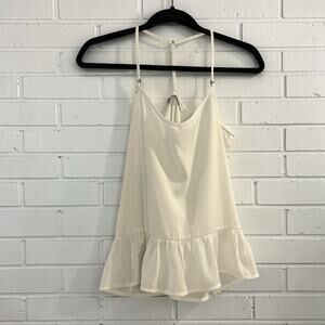 Abercrombie & Fitch Ruffle Hem Cami Top Small White Coquette Y2K
